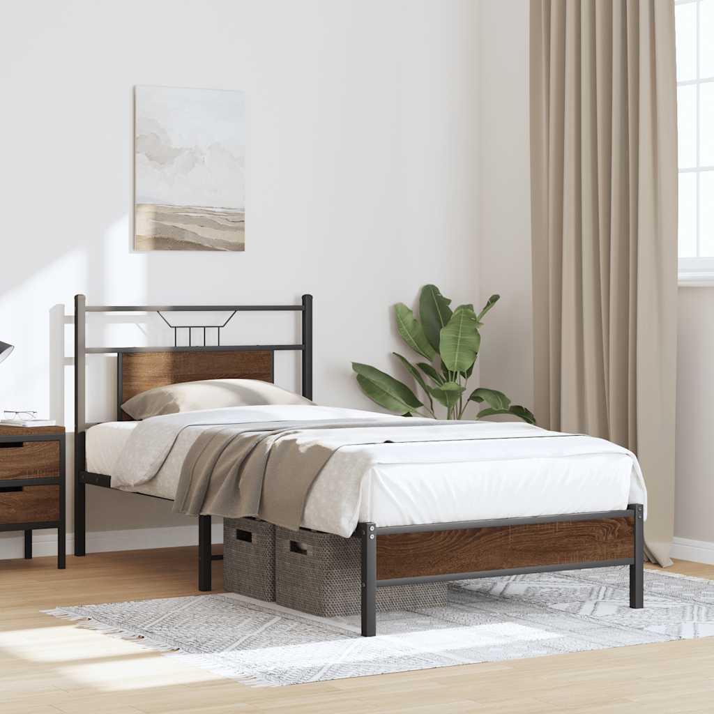 Sengeramme uten madrass brun eik 75x190 cm konstruert tre