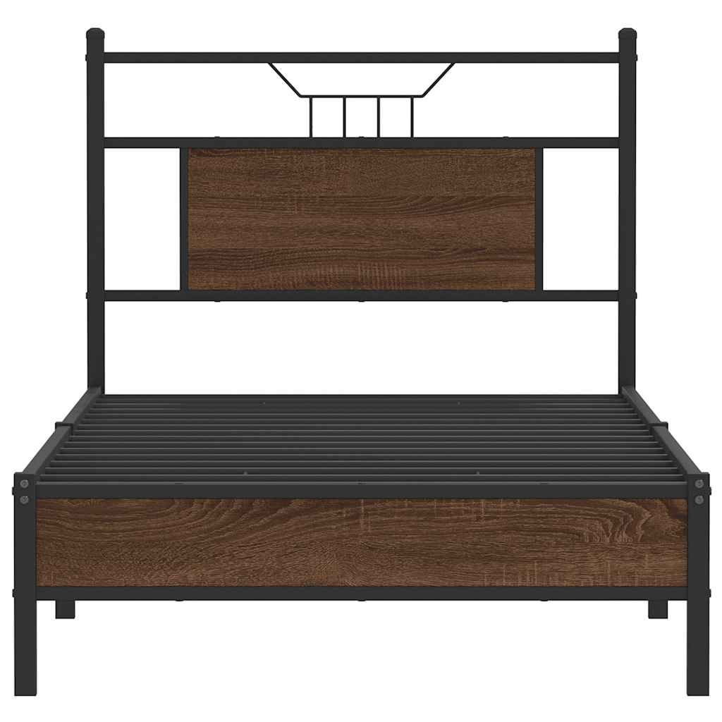 Sengeramme uten madrass brun eik 75x190 cm konstruert tre