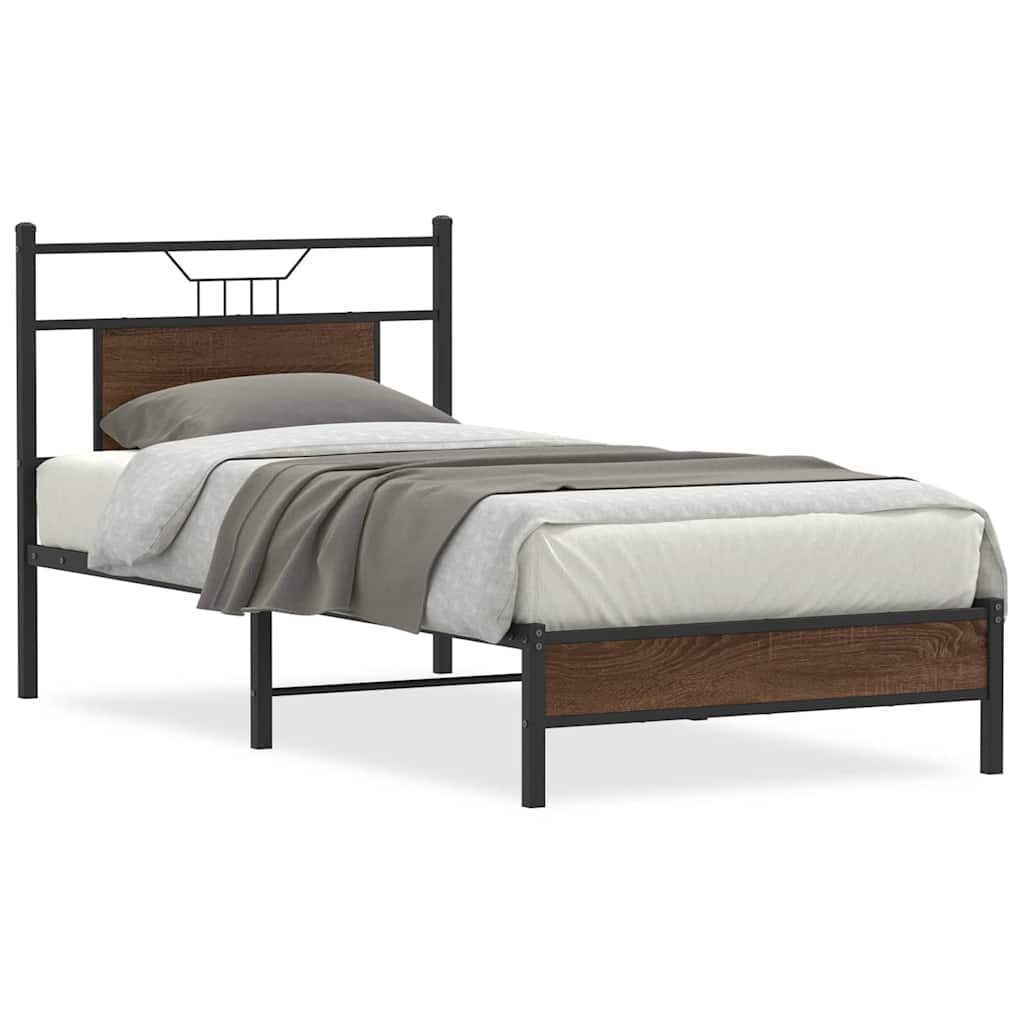 Sengeramme uten madrass brun eik 90x190 cm konstruert tre