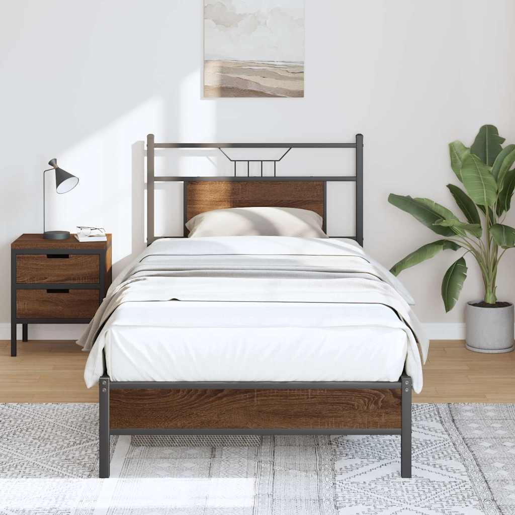 Sengeramme uten madrass brun eik 90x190 cm konstruert tre
