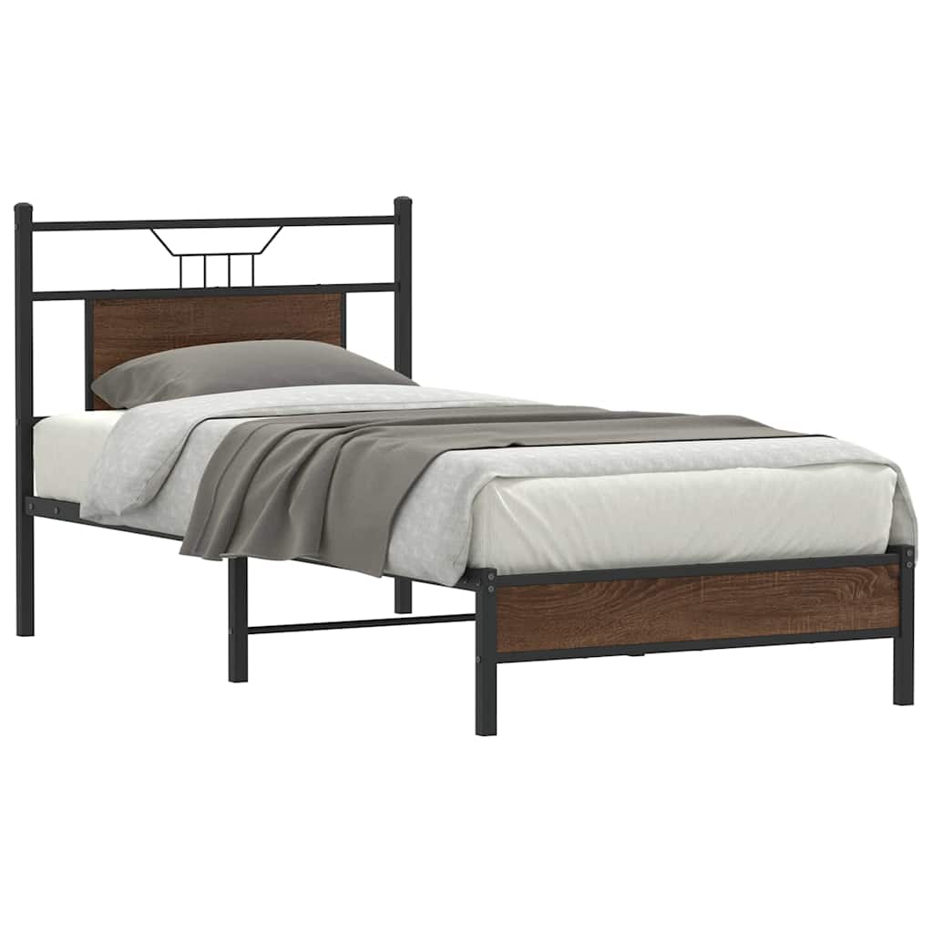 Sengeramme uten madrass brun eik 90x190 cm konstruert tre