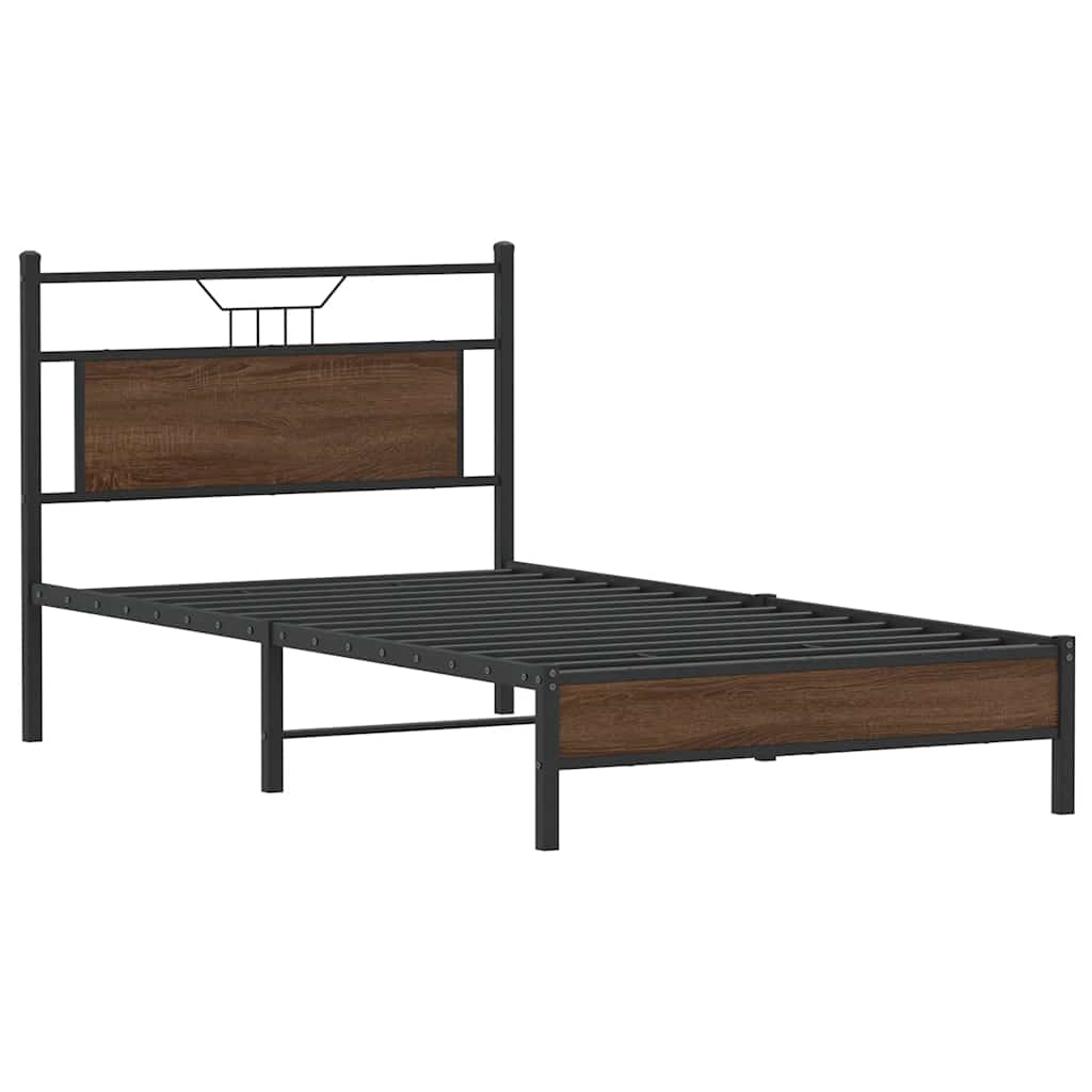 Sengeramme uten madrass brun eik 100x190 cm konstruert tre