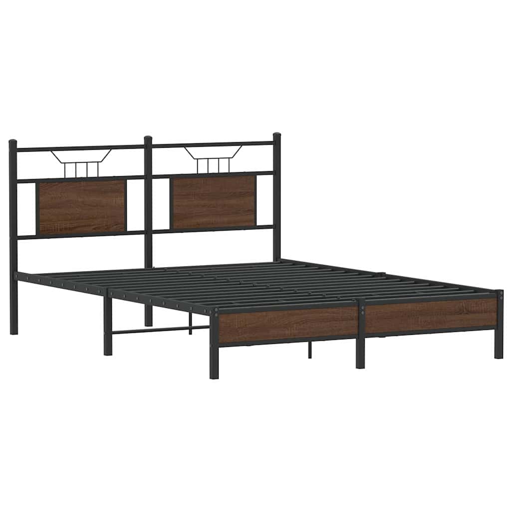 Sengeramme uten madrass brun eik 137x190 cm konstruert tre