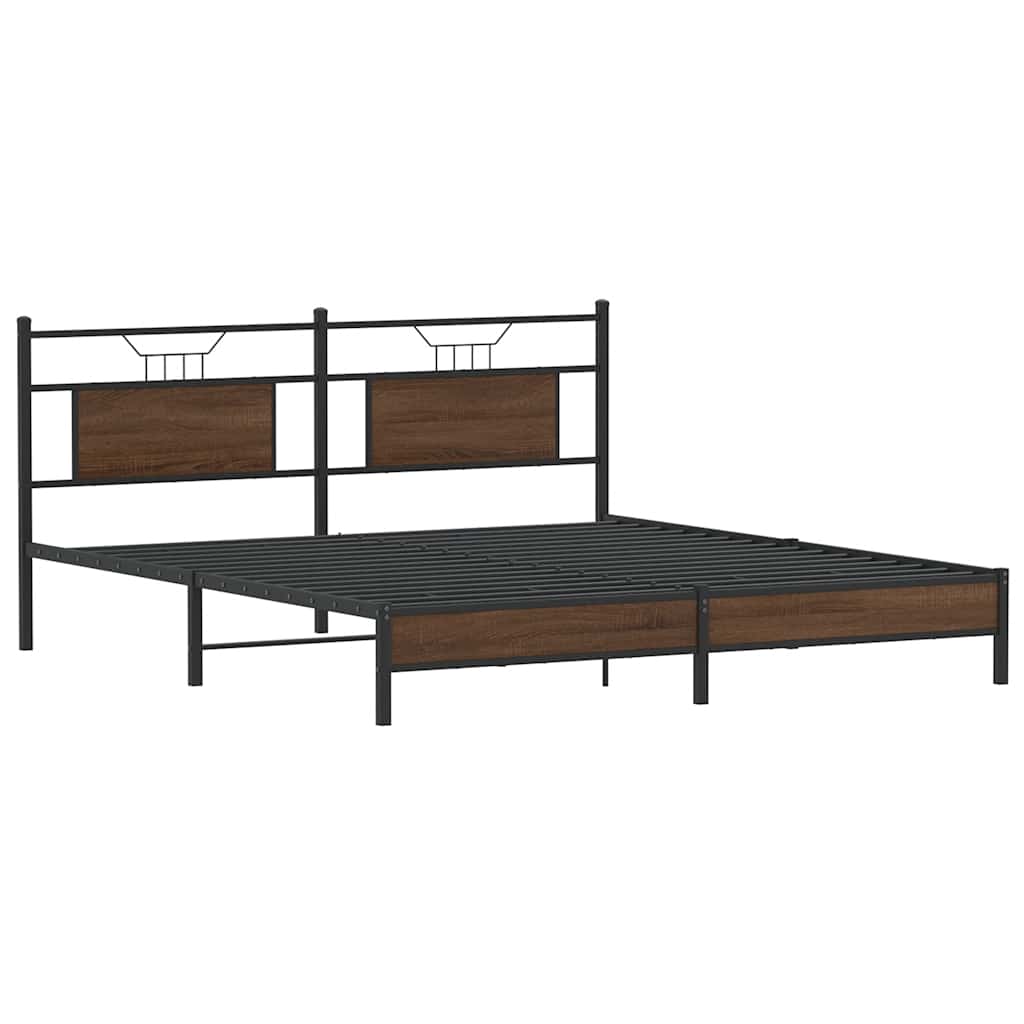 Sengeramme uten madrass brun eik 183x203 cm konstruert tre