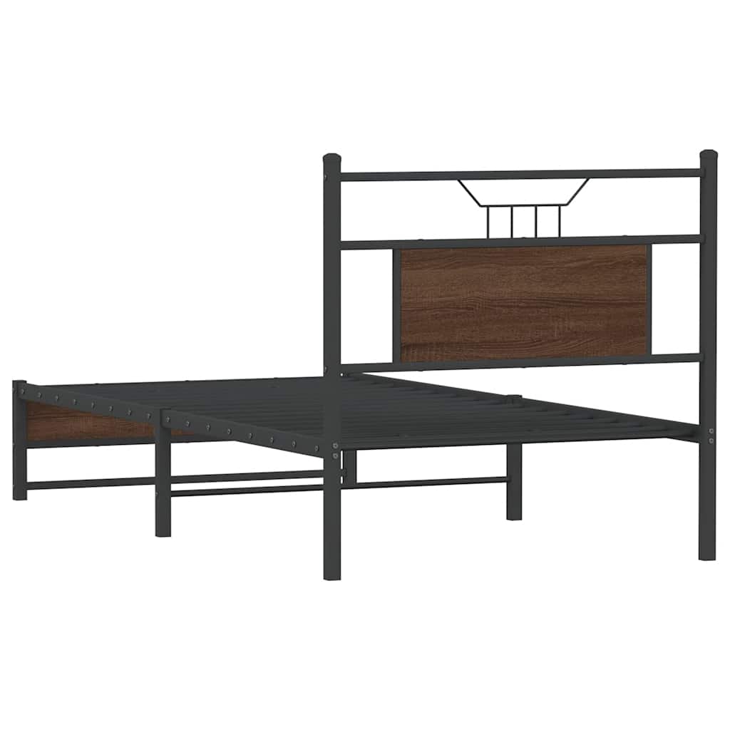Sengeramme uten madrass brun eik 75x190 cm konstruert tre