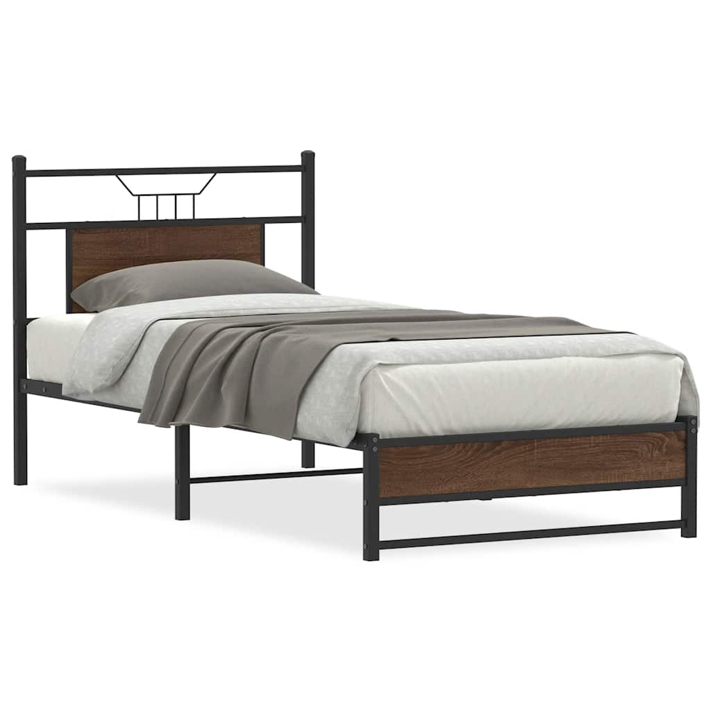 Sengeramme uten madrass brun eik 90x190 cm konstruert tre