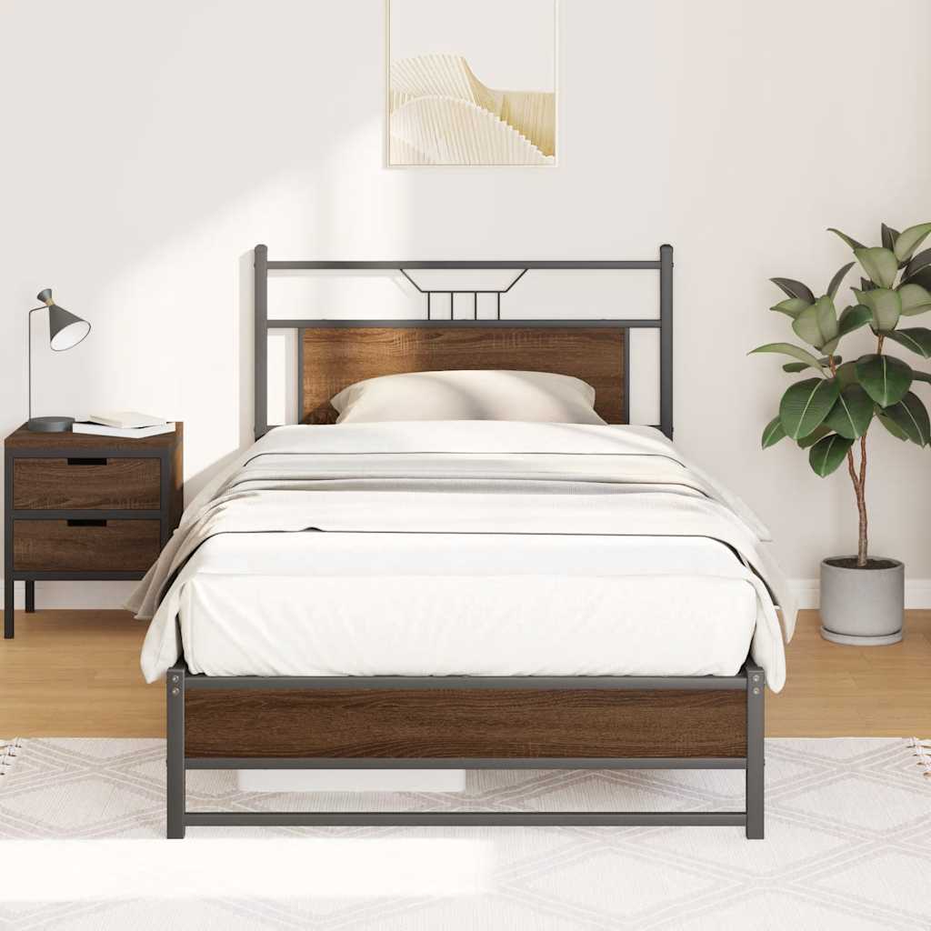 Sengeramme uten madrass brun eik 100x190 cm konstruert tre