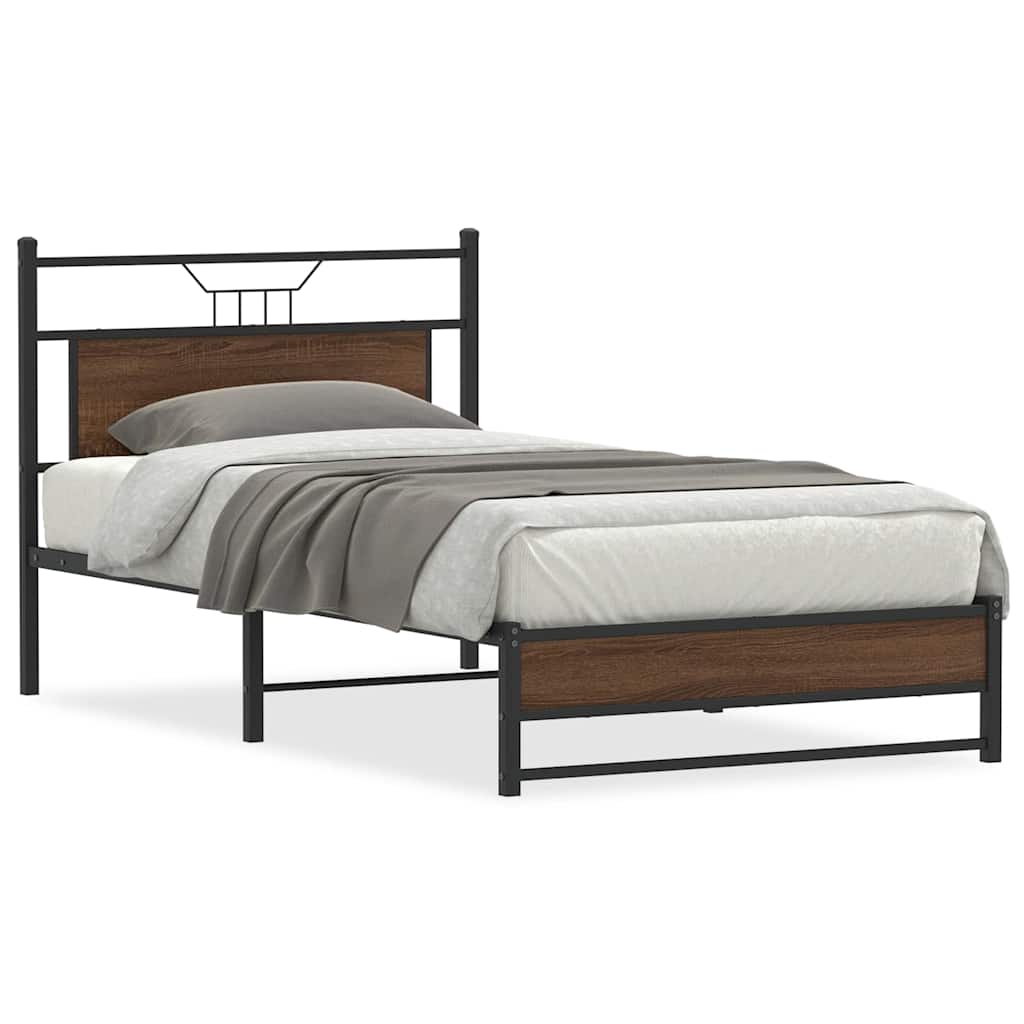 Sengeramme uten madrass brun eik 100x200 cm konstruert tre