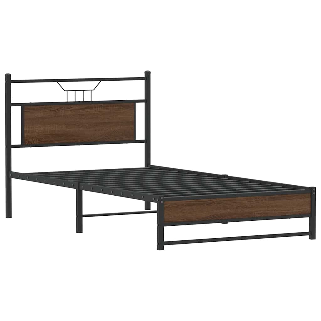 Sengeramme uten madrass brun eik 100x200 cm konstruert tre