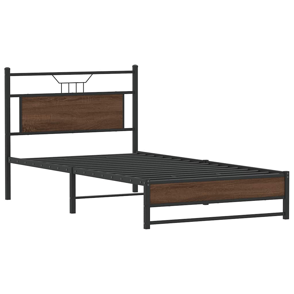 Sengeramme uten madrass brun eik 107x203 cm konstruert tre