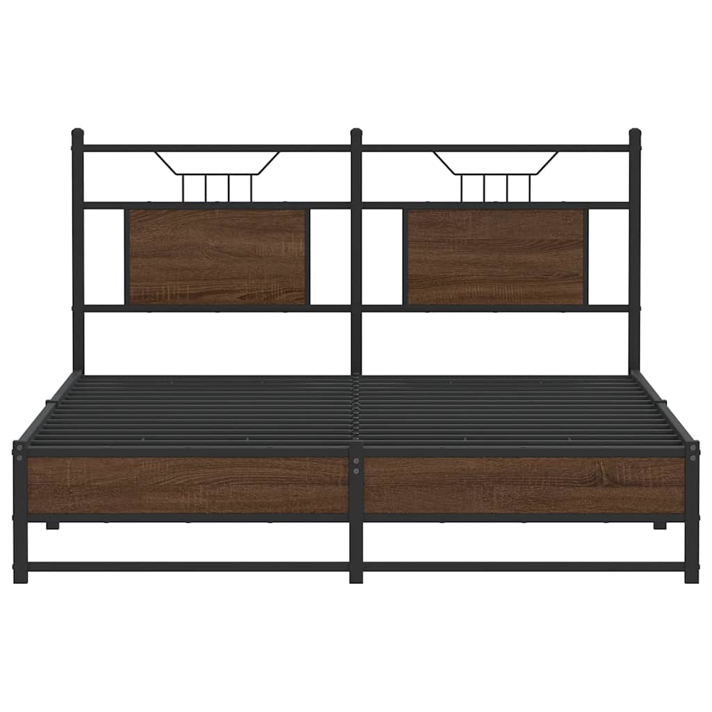 Sengeramme uten madrass brun eik 137x190 cm konstruert tre