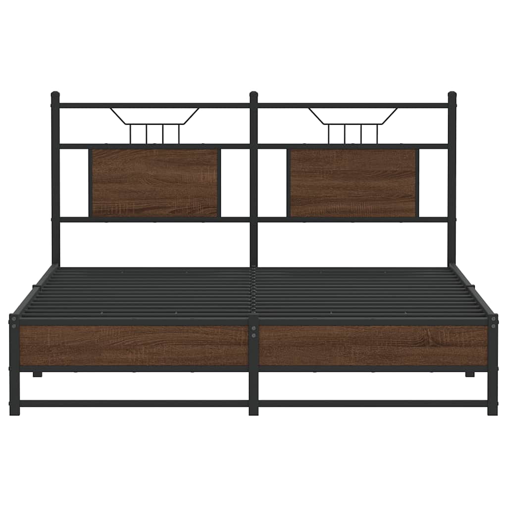 Sengeramme uten madrass brun eik 140x190 cm konstruert tre