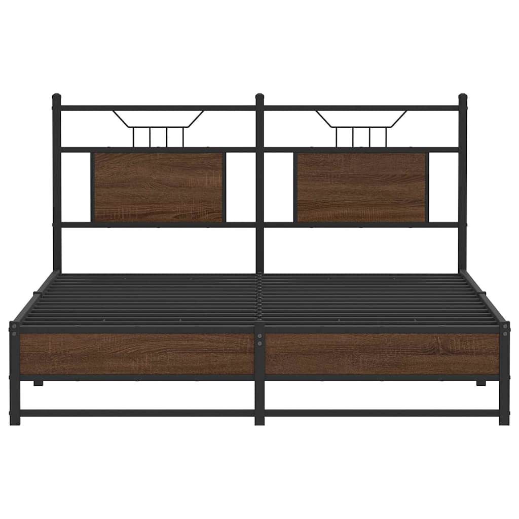 Sengeramme uten madrass brun eik 150x200 cm konstruert tre