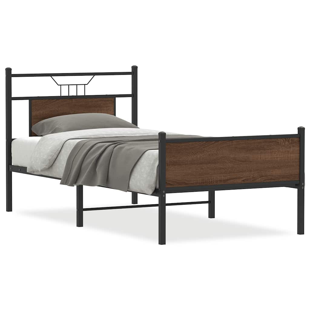 Sengeramme uten madrass brun eik 75x190 cm konstruert tre