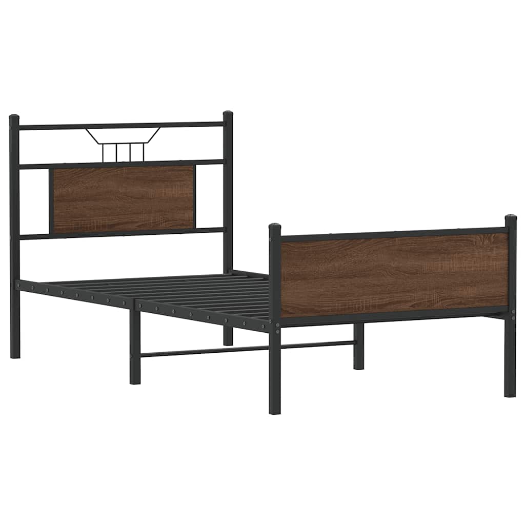 Sengeramme uten madrass brun eik 75x190 cm konstruert tre
