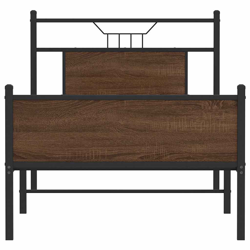 Sengeramme uten madrass brun eik 80x200 cm konstruert tre