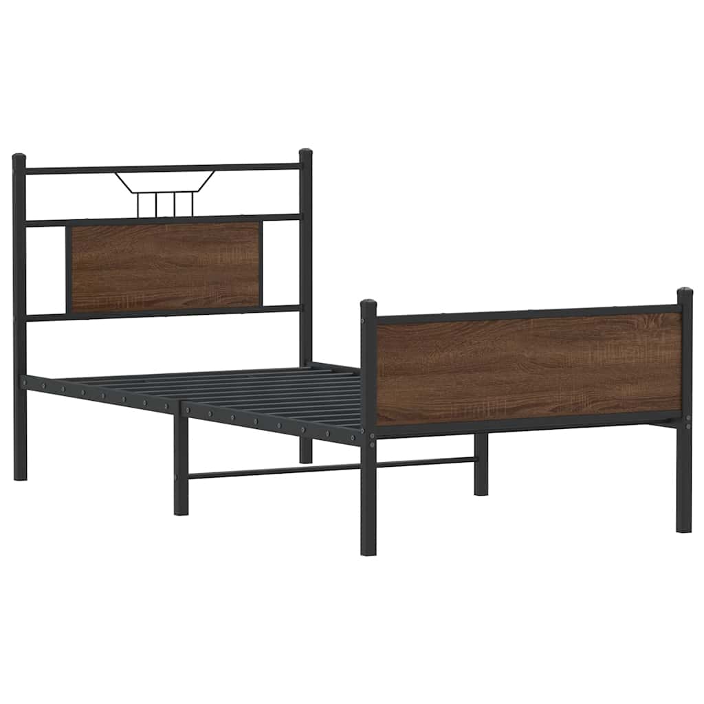 Sengeramme uten madrass brun eik 90x190 cm konstruert tre