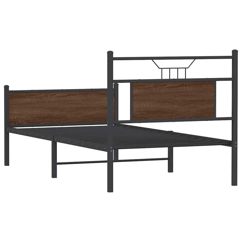 Sengeramme uten madrass brun eik 90x200 cm konstruert tre