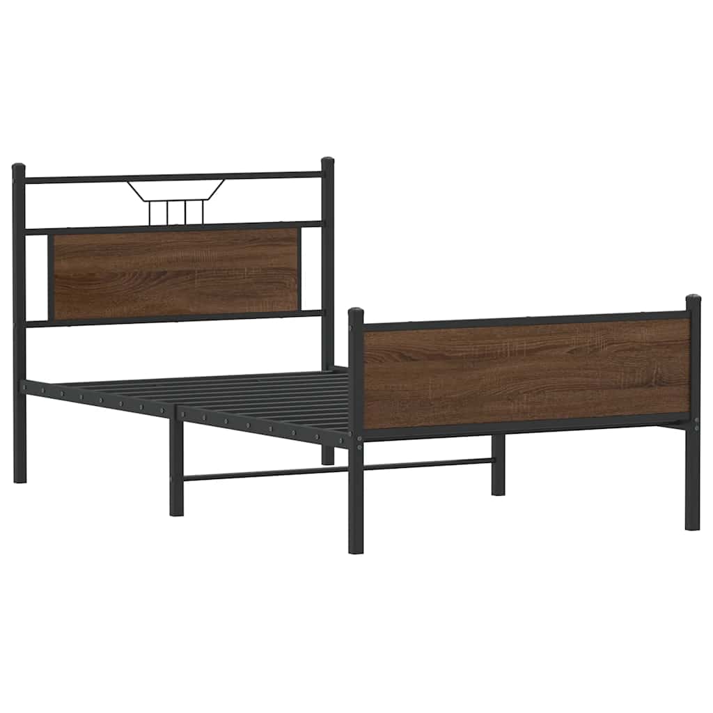 Sengeramme uten madrass brun eik 100x190 cm konstruert tre