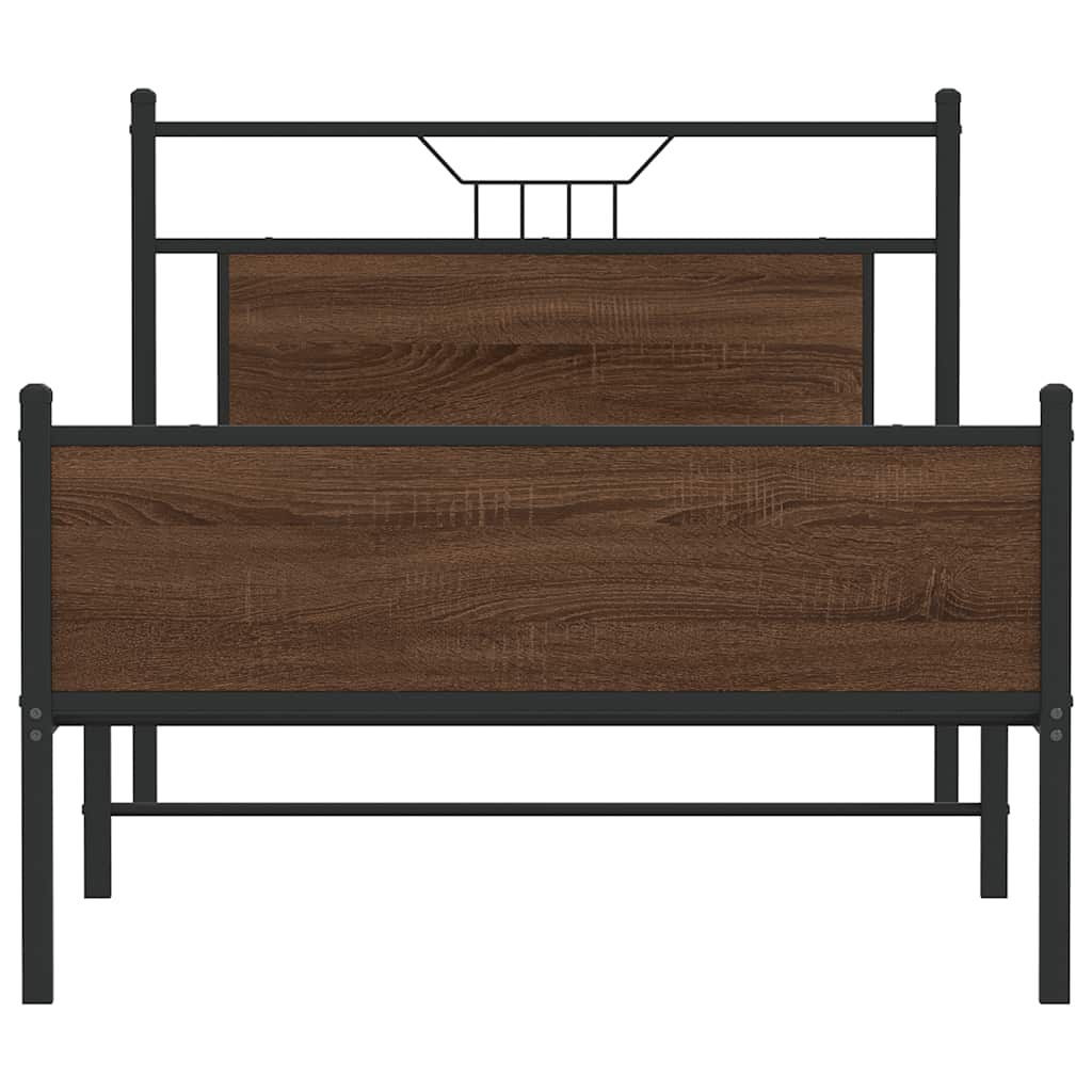 Sengeramme uten madrass brun eik 100x200 cm konstruert tre