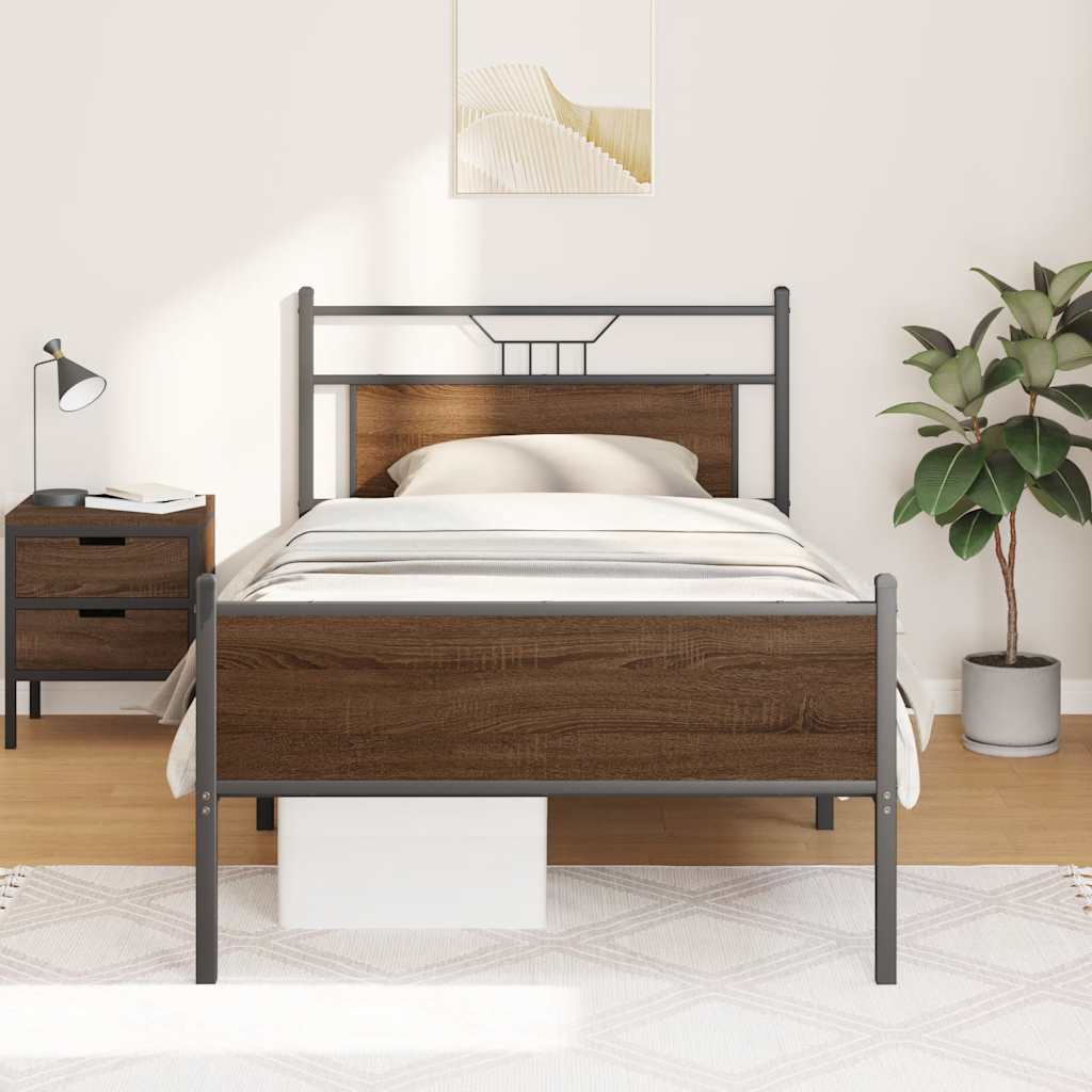 Sengeramme uten madrass brun eik 107x203 cm konstruert tre