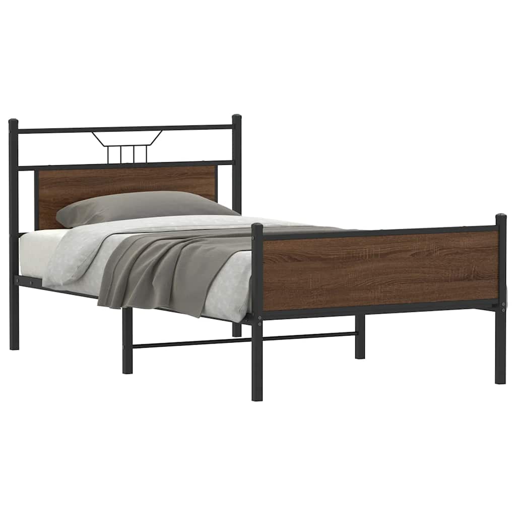 Sengeramme uten madrass brun eik 107x203 cm konstruert tre