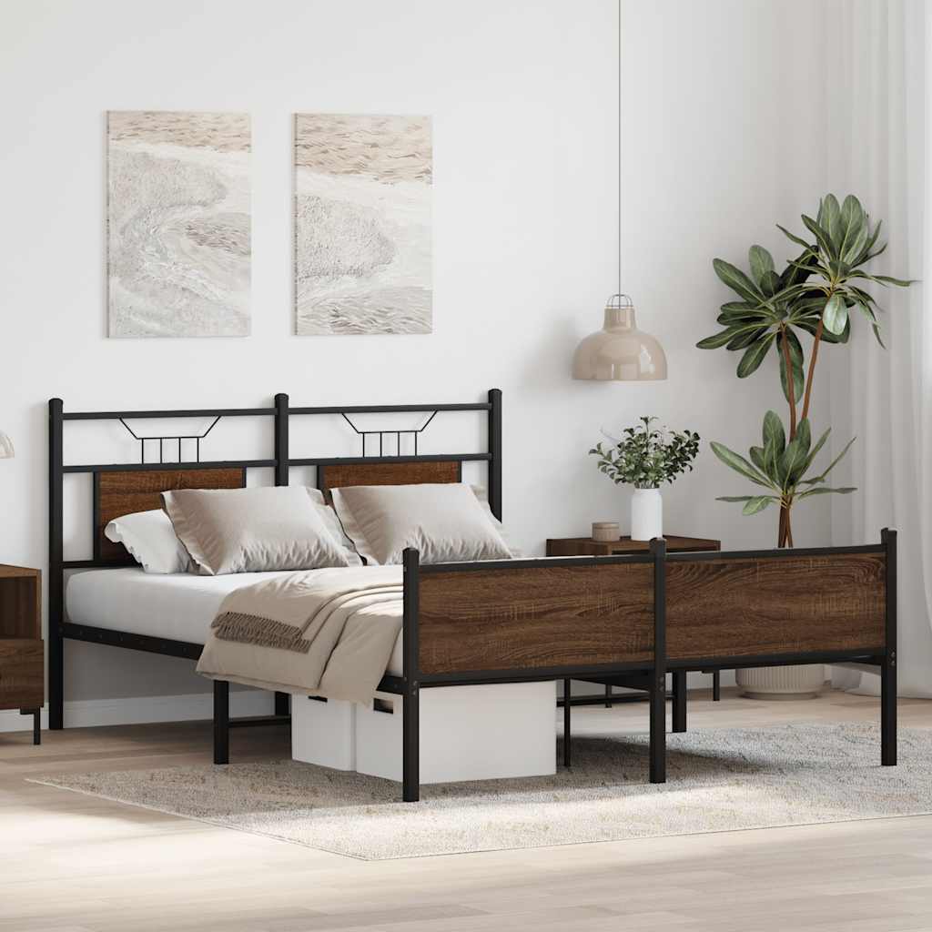 Sengeramme uten madrass brun eik 137x190 cm konstruert tre