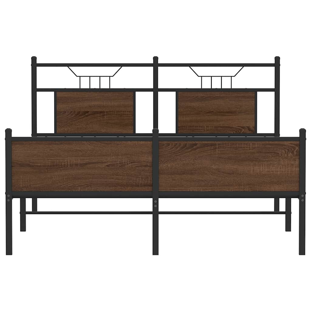 Sengeramme uten madrass brun eik 137x190 cm konstruert tre