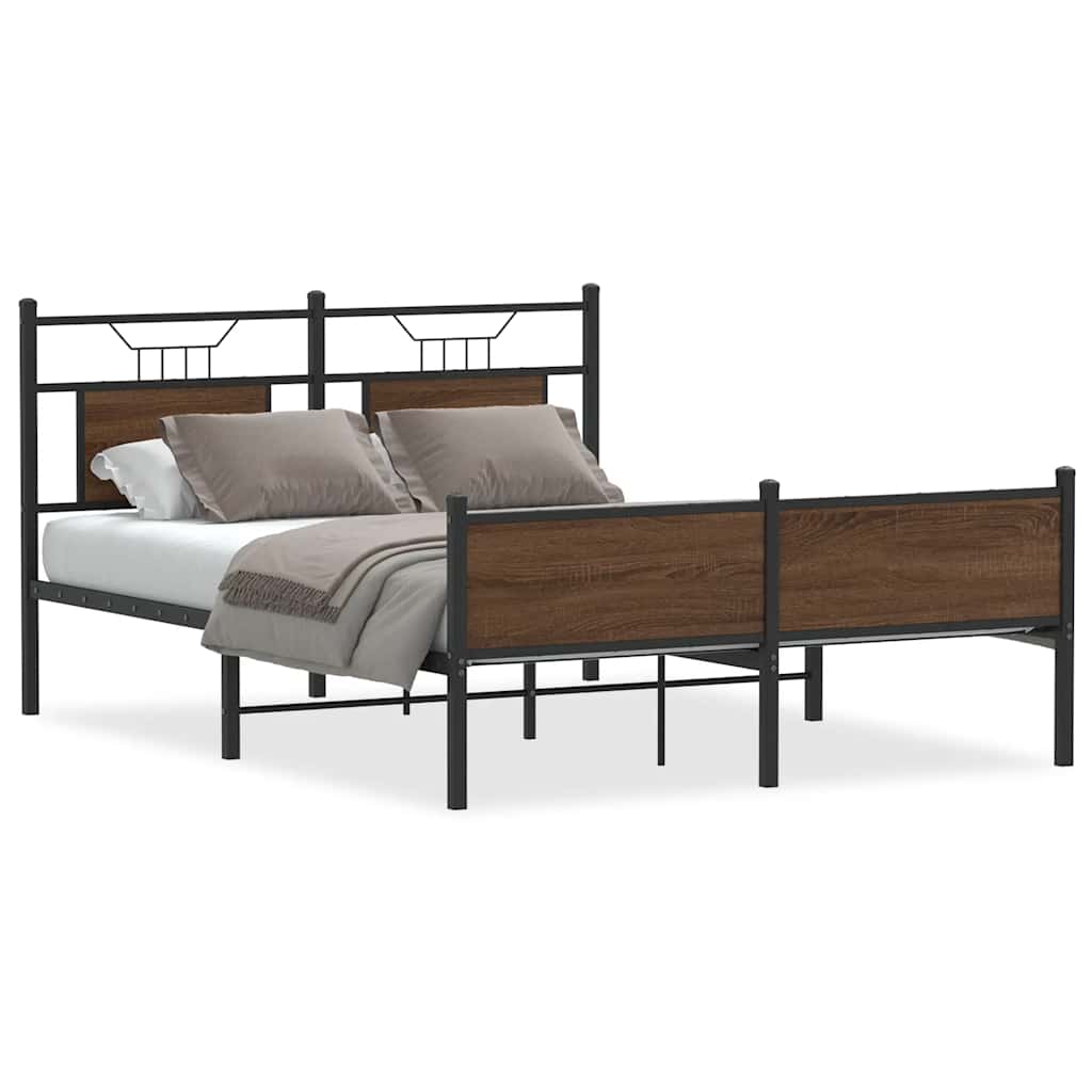 Sengeramme uten madrass brun eik 140x190 cm konstruert tre