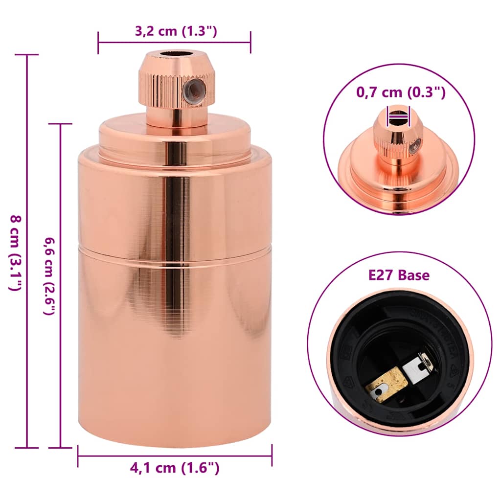 Lampeholdere 2 stk rosa gull E27