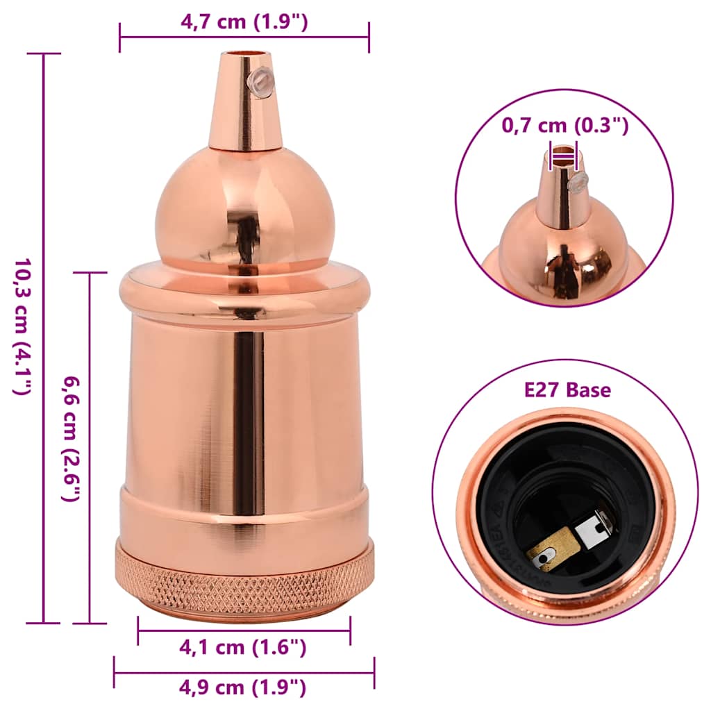 Lampeholdere 2 stk rosa gull E27