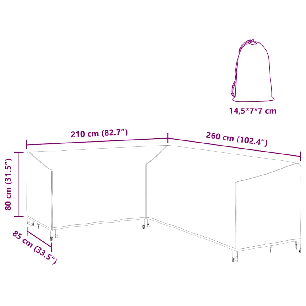 Møbelbeskyttelse Svart 260 x 210 x 80 cm 210D Oxford stoff