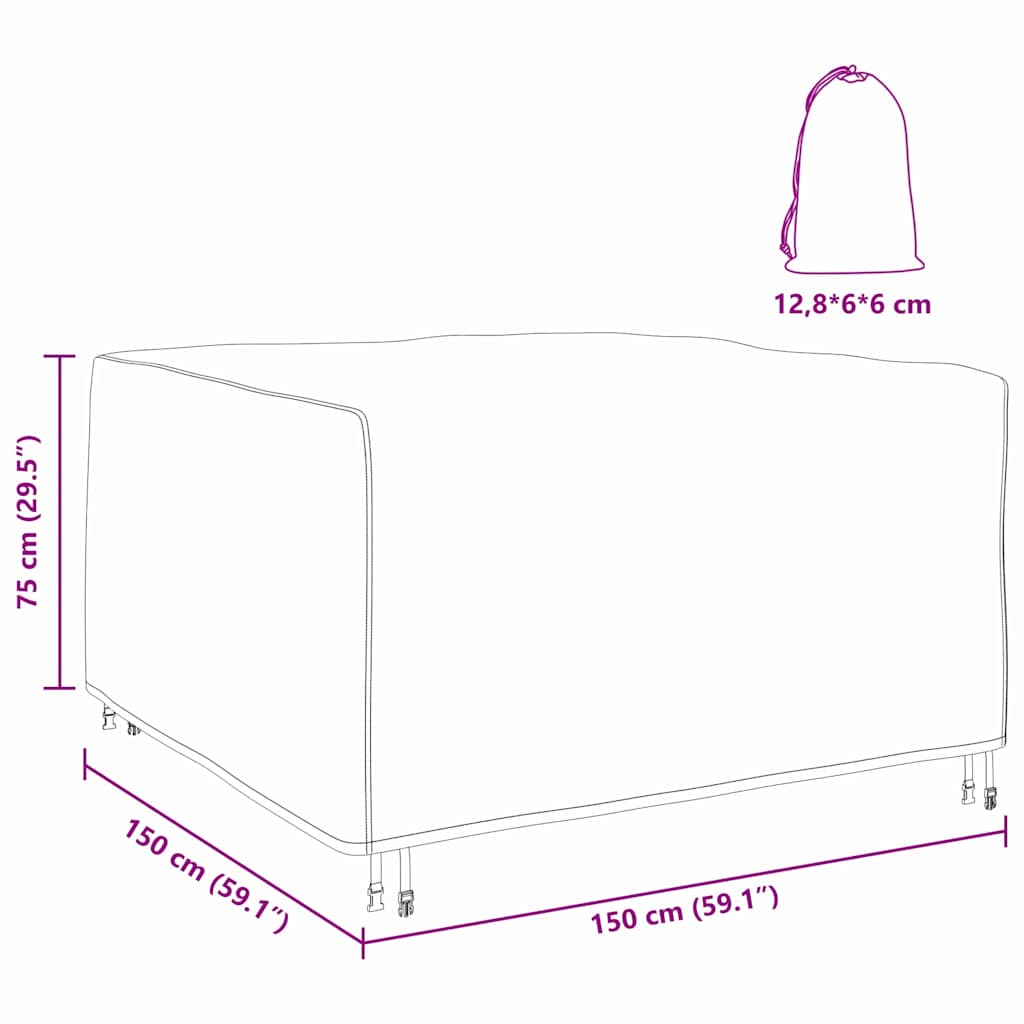 Møbelbeskyttelse Ensfarget Svart 150 x 150 x 75 cm 210D