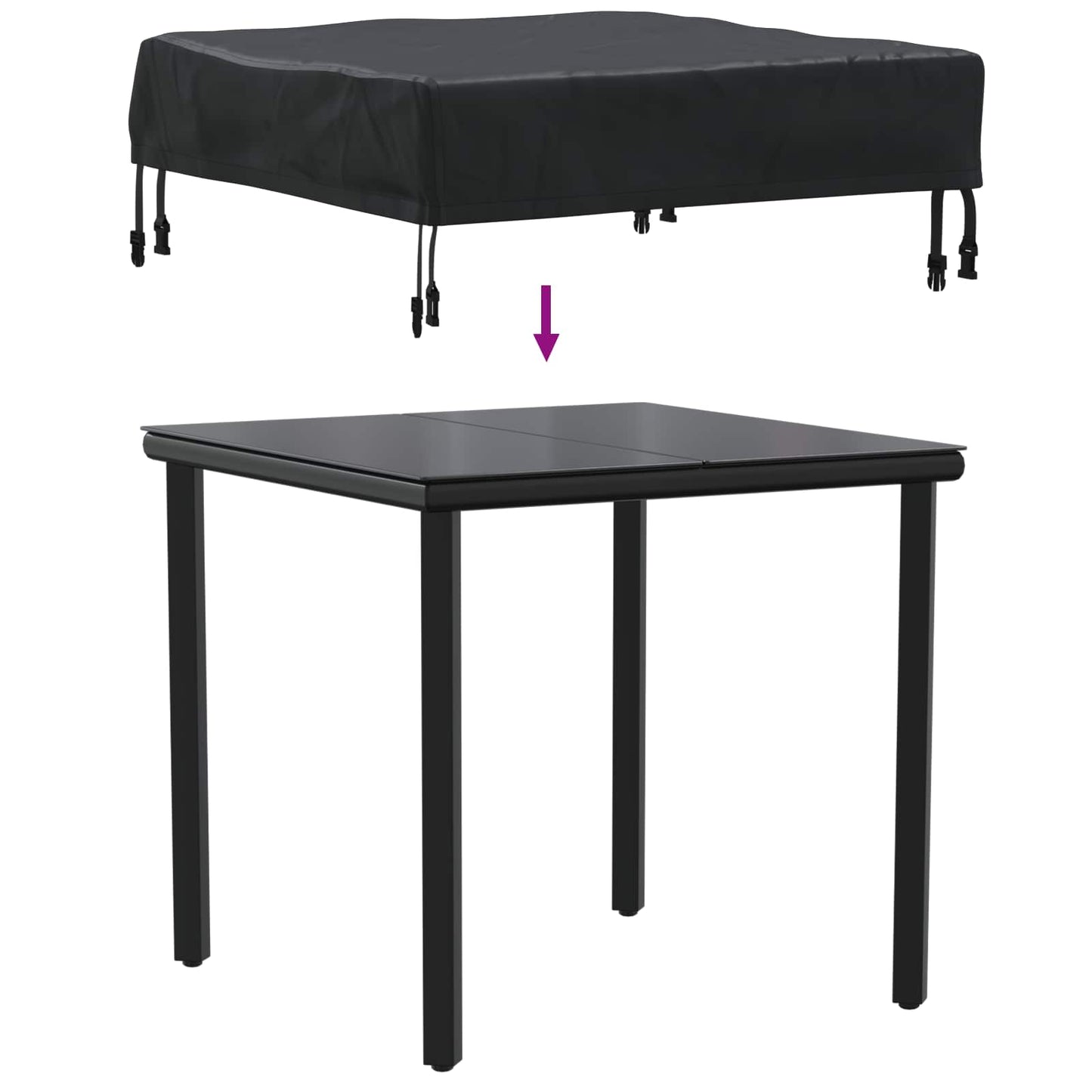 Bordduk Ensfarget Svart 62 x 62 x 15 cm 600D Oxford Stoff