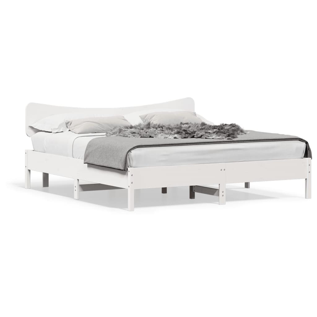 Sengeramme med madrass hvit 200x200 cm heltre furu