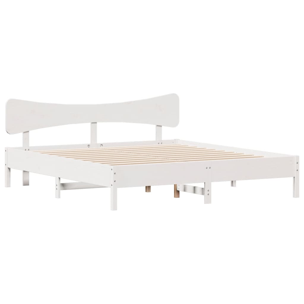 Sengeramme med madrass hvit 200x200 cm heltre furu