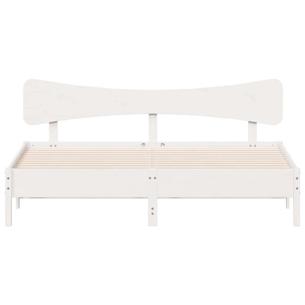 Sengeramme med madrass hvit 200x200 cm heltre furu