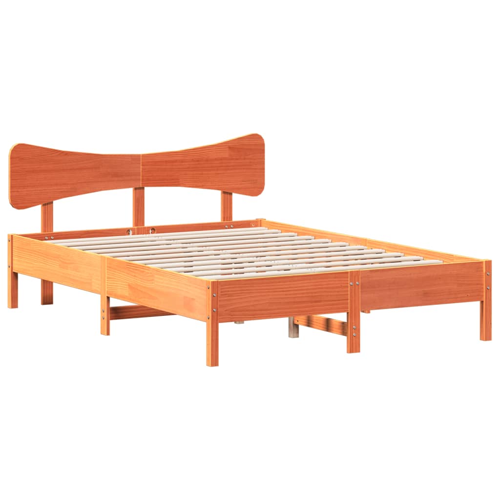 Sengeramme uten madrass voksbrun 140x200 cm heltre furu