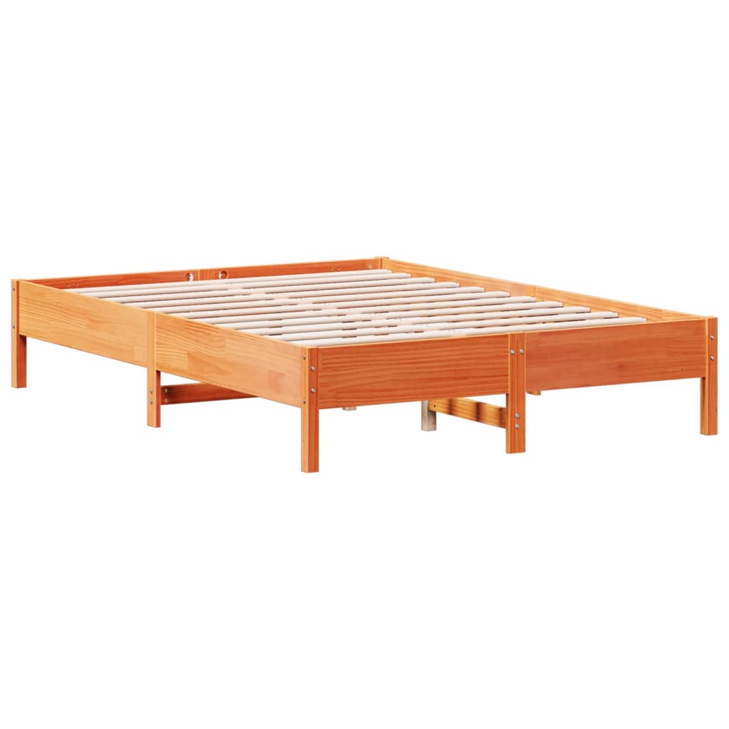 Sengeramme uten madrass voksbrun 140x200 cm heltre furu