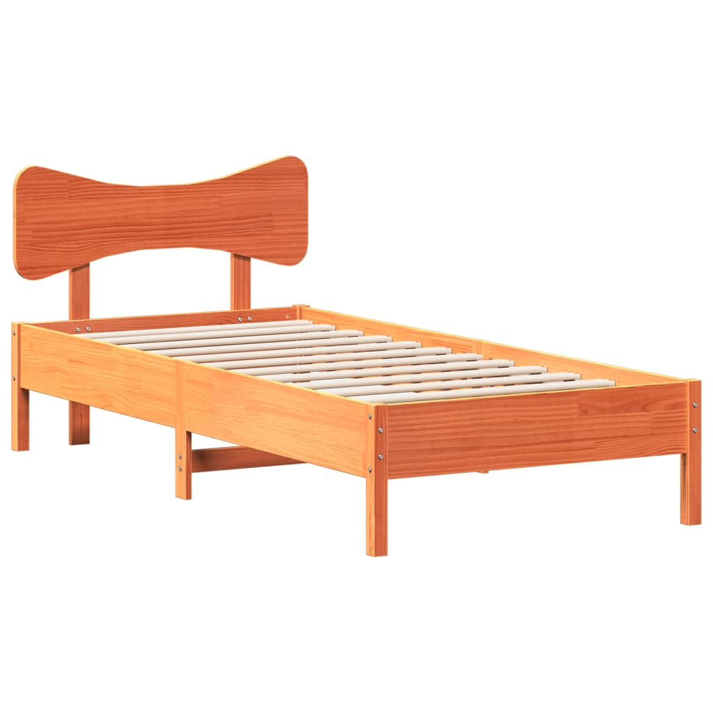 Sengeramme uten madrass voksbrun 90x200 cm heltre furu