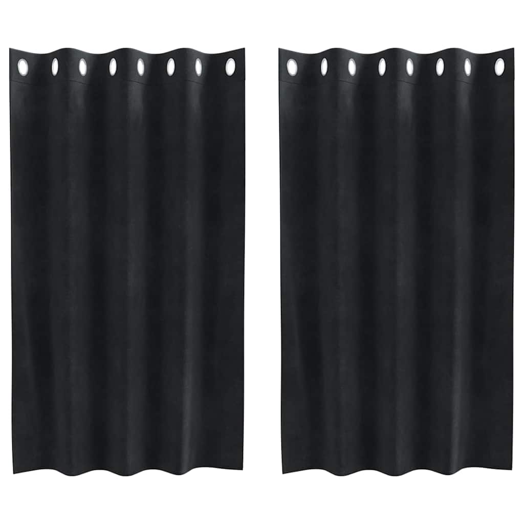 Blendingsgardiner 2 pcs Svart 140 x 140 cm Fløyel