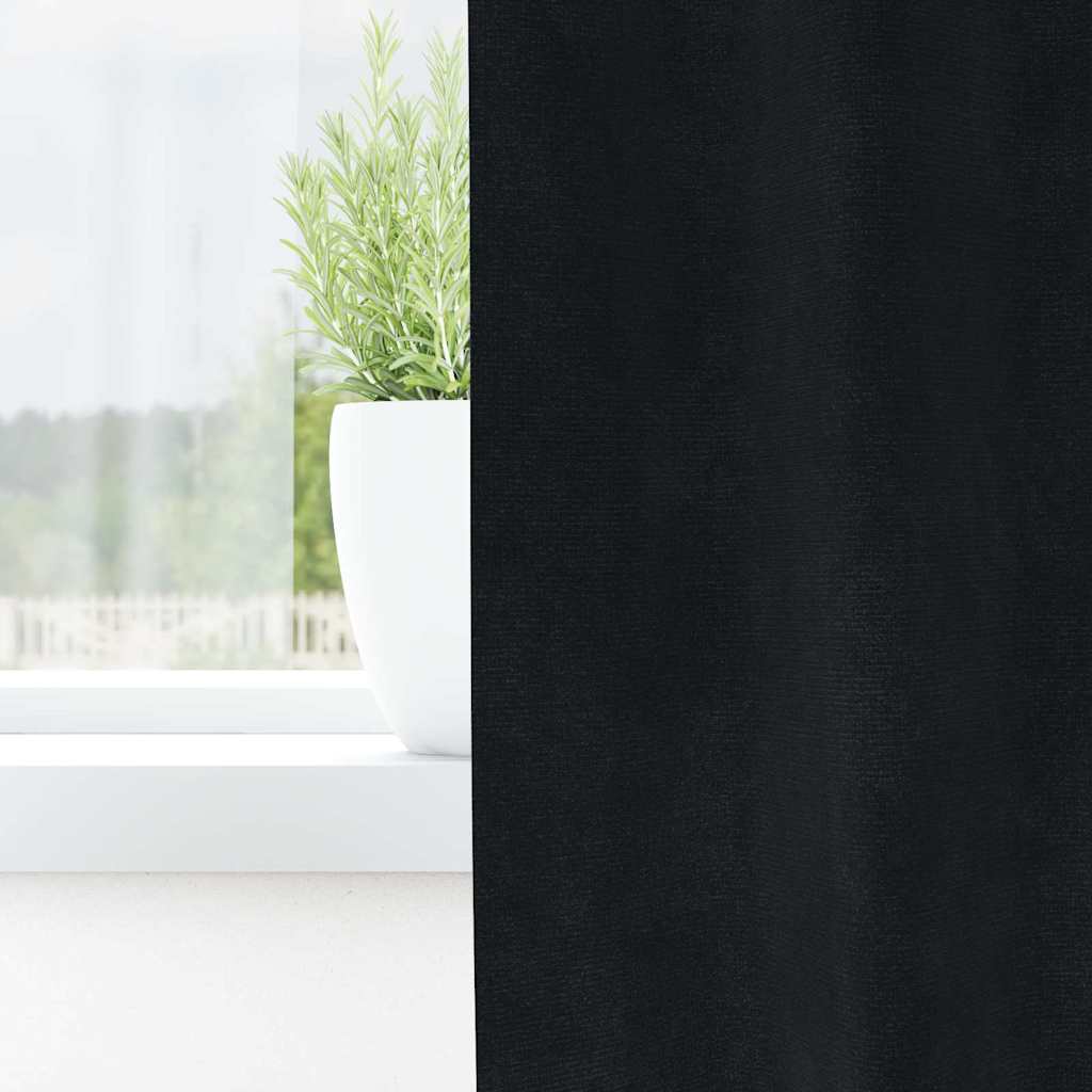 Blendingsgardiner 2 pcs Svart 140 x 225 cm Fløyel