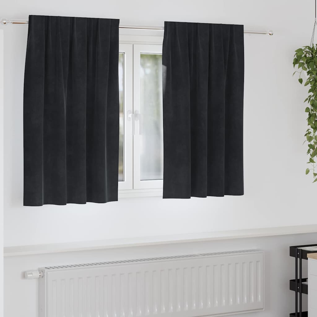 Blendingsgardiner 2 pcs Svart 140 x 140 cm Fløyel