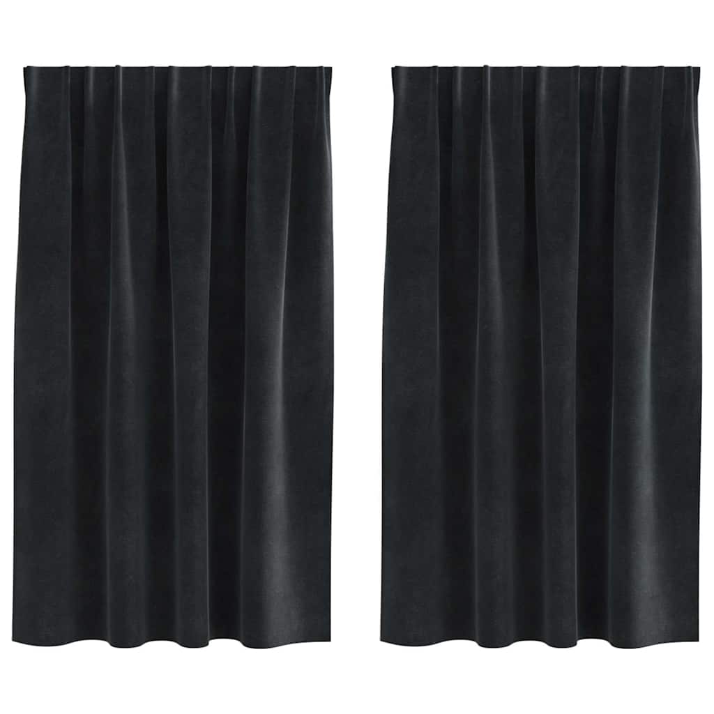 Blendingsgardiner 2 pcs Svart 140 x 140 cm Fløyel