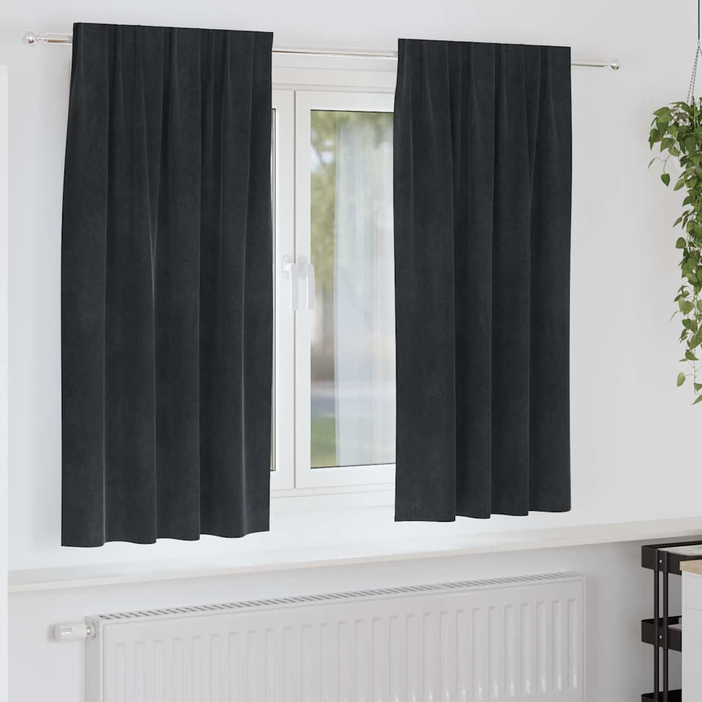 Blendingsgardiner 2 pcs Svart 140 x 175 cm Fløyel vidaXL