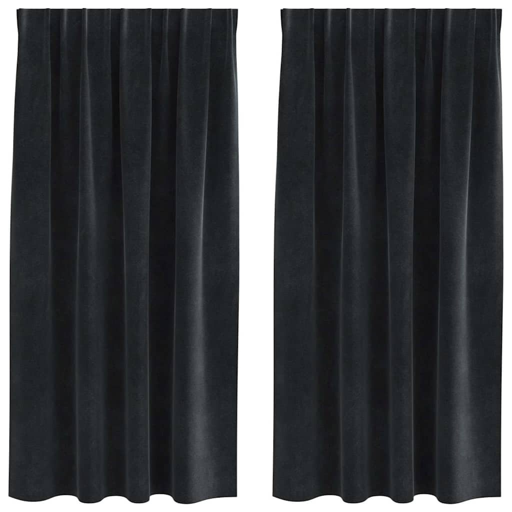 Blendingsgardiner 2 pcs Svart 140 x 175 cm Fløyel vidaXL