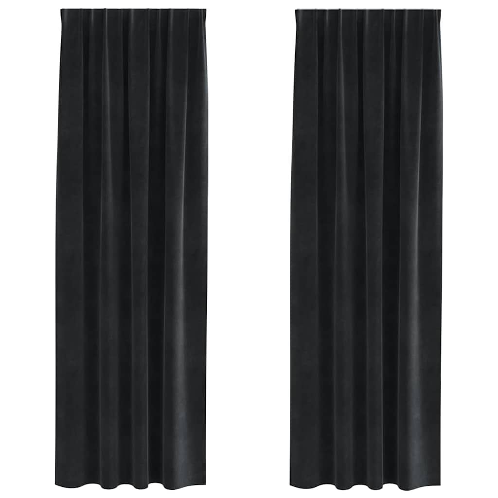 Blendingsgardiner 2 pcs Svart 140 x 225 cm Fløyel vidaXL