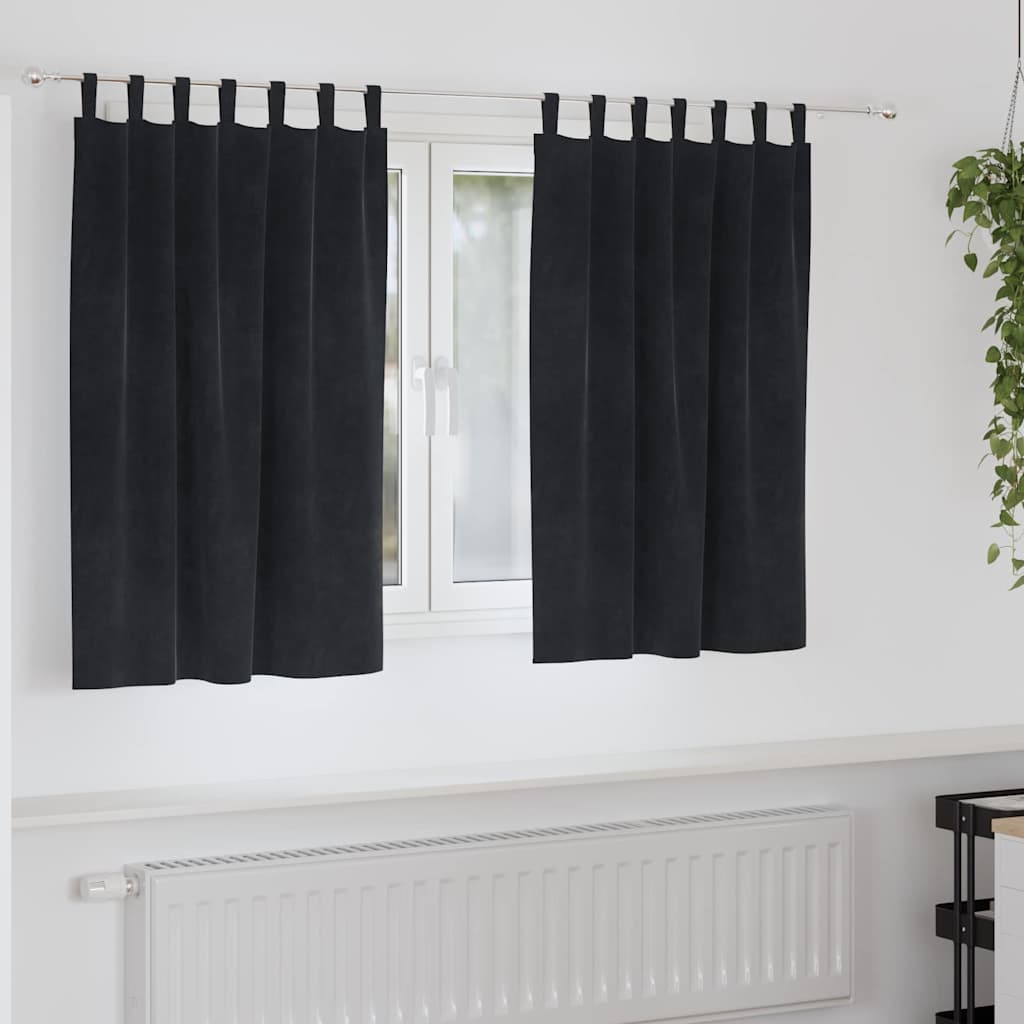 Blendingsgardiner 2 pcs Svart 140 x 140 cm Fløyel