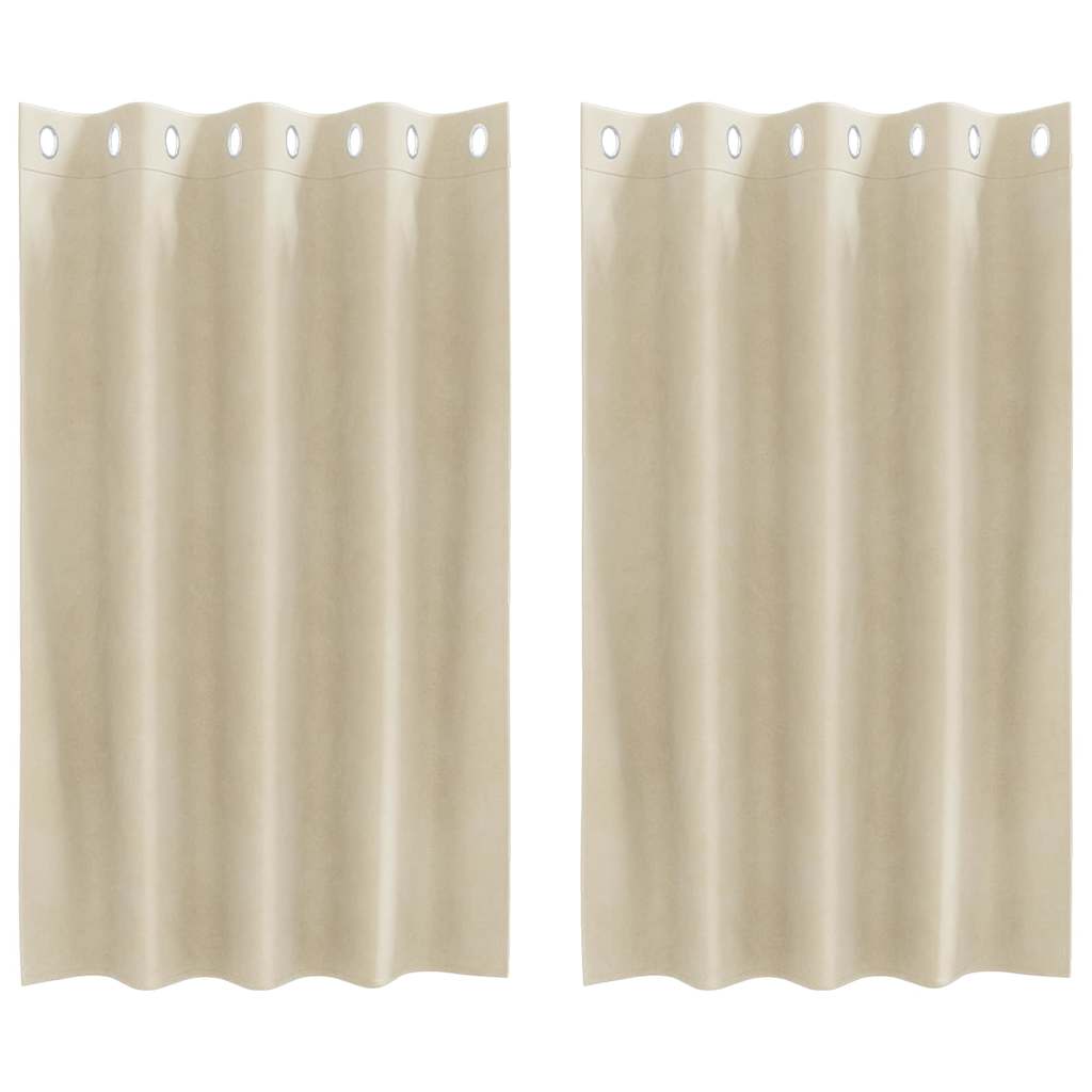 Blendingsgardiner 2 stk. Krem 140 x 140 cm Fløyel
