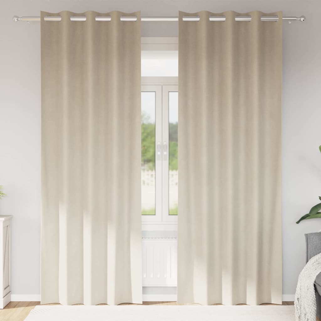 Blendingsgardiner 2 pcs Krem 140 x 225 cm Fløyel